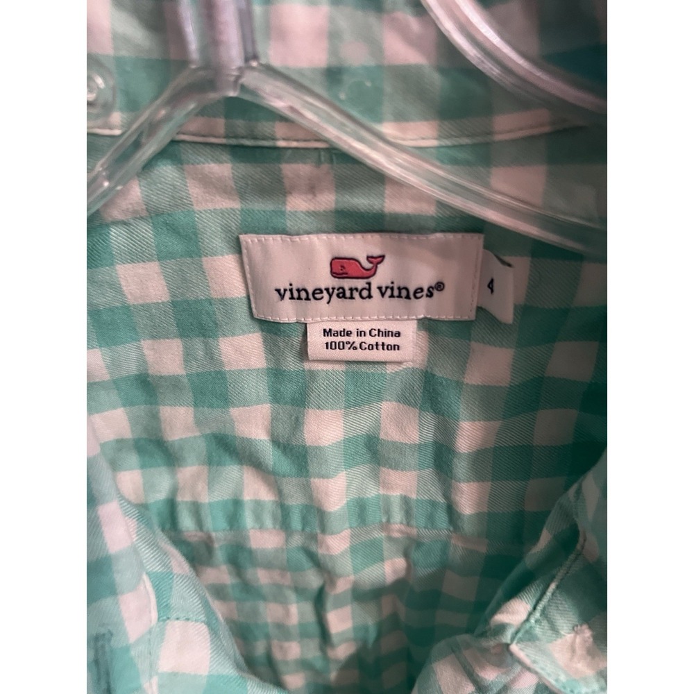 Vineyard Vines Women's Button Up  Shirt Size 4 Teal & White Plaid - Picture 6 of 6